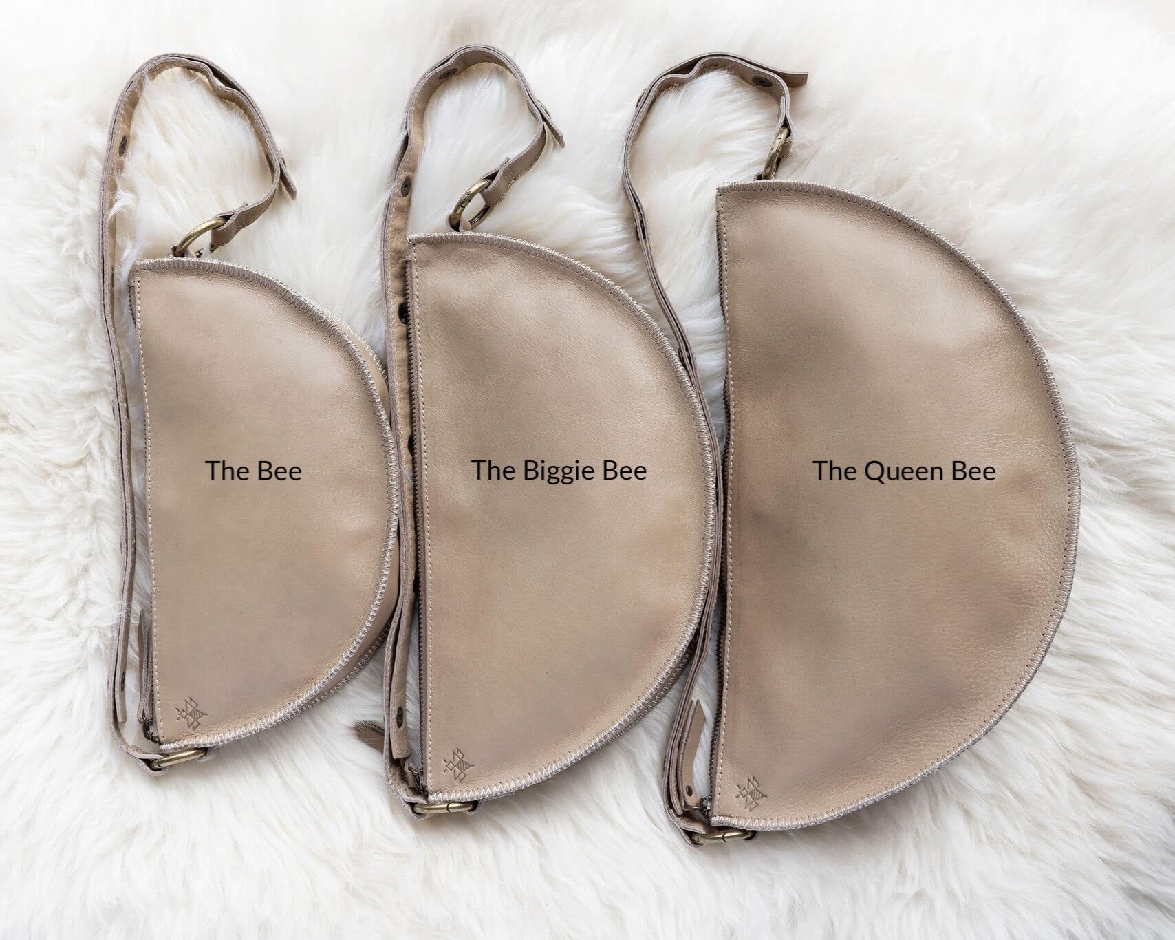Tan leather bag size comparison