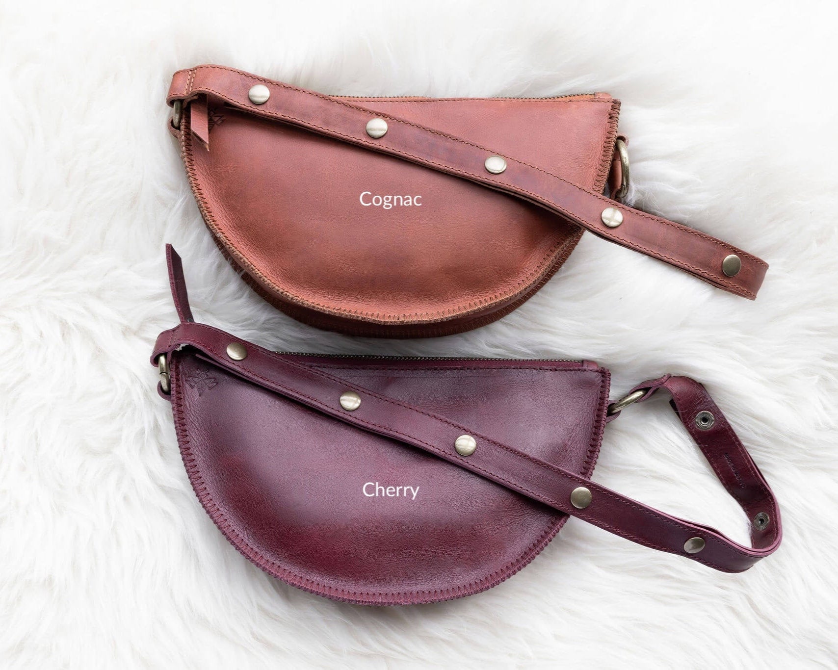 Medium cherry red leather pouch color comparison