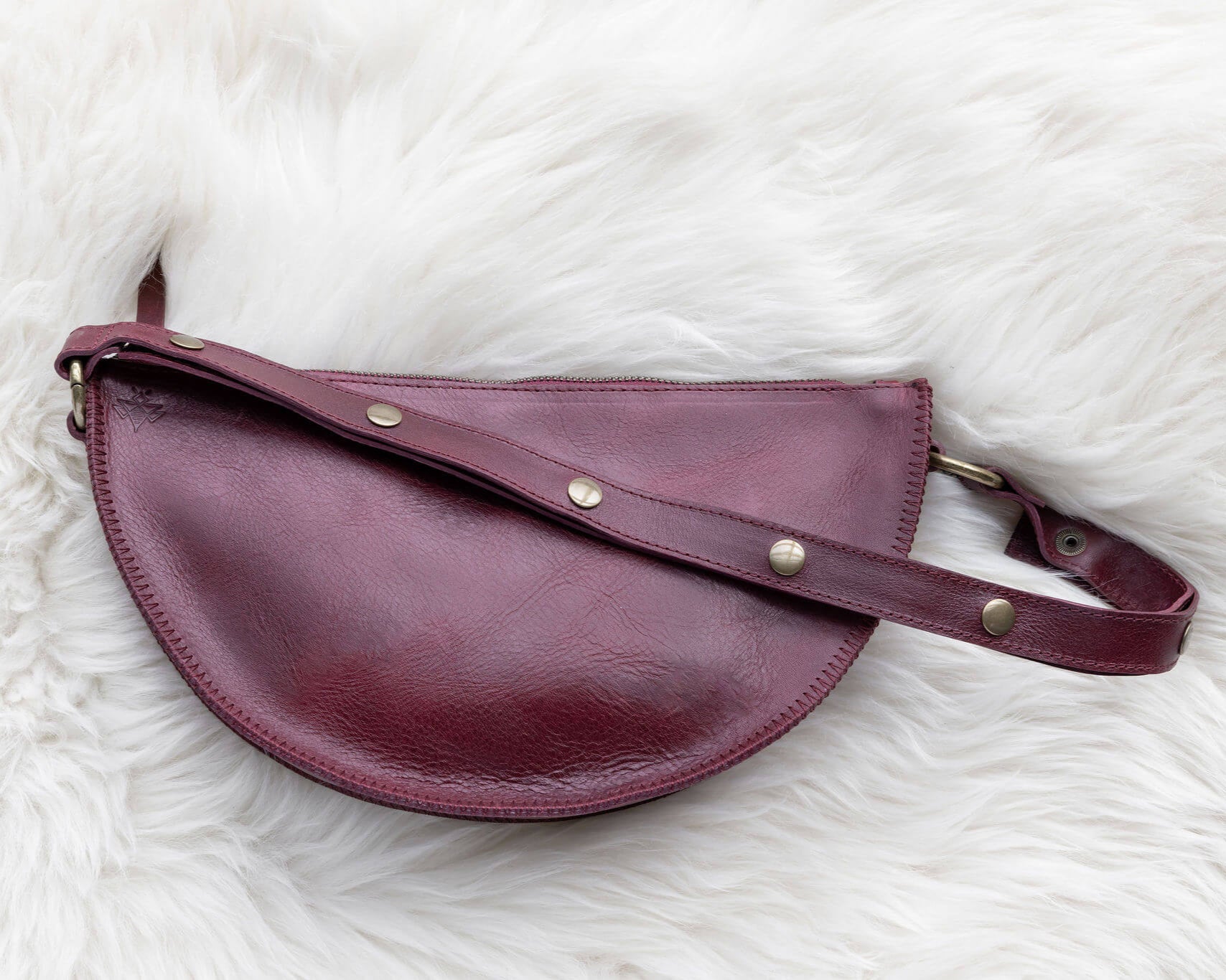 Medium cherry red leather pouch, Crossbody bag
