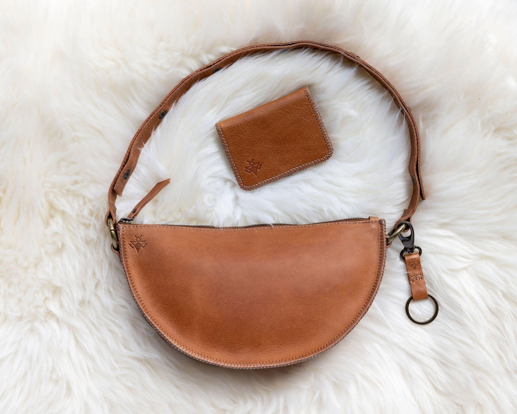Small light brown leather honey wallet