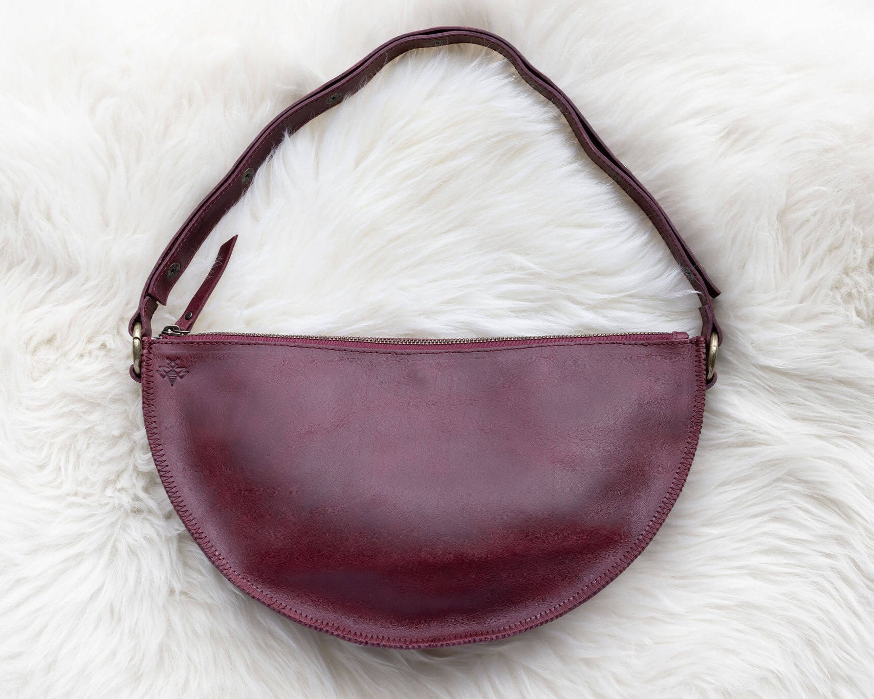 Large cherry red leather pouch, Crossbody bag