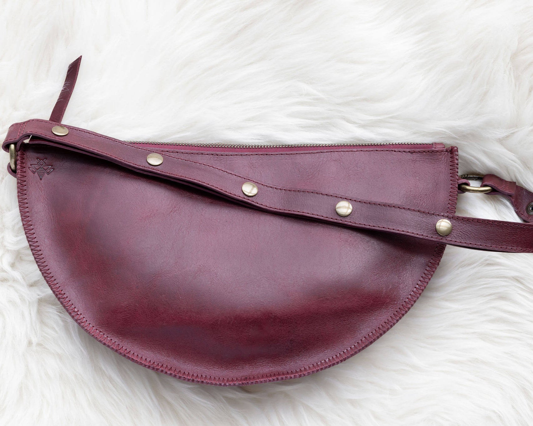 Large cherry red leather pouch, Crossbody bag