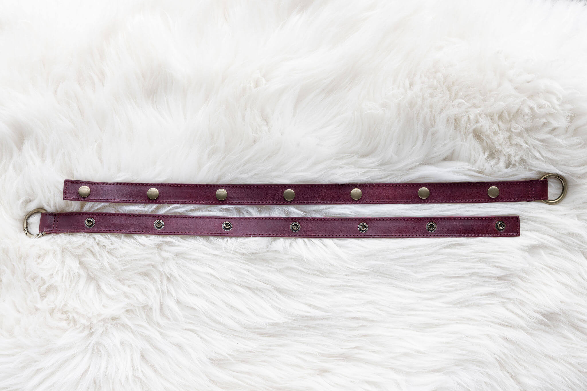 Leather straps for bags, Adjustable cherry red leather straps