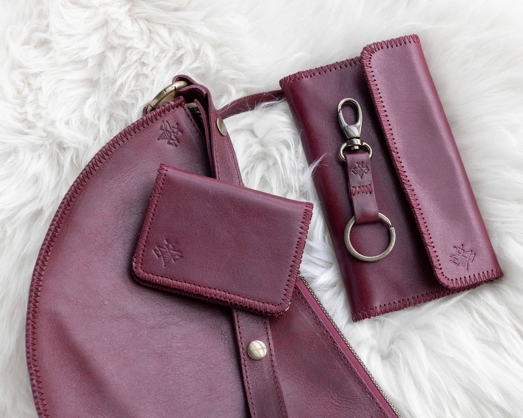 Cherry red leather wallet for traveling