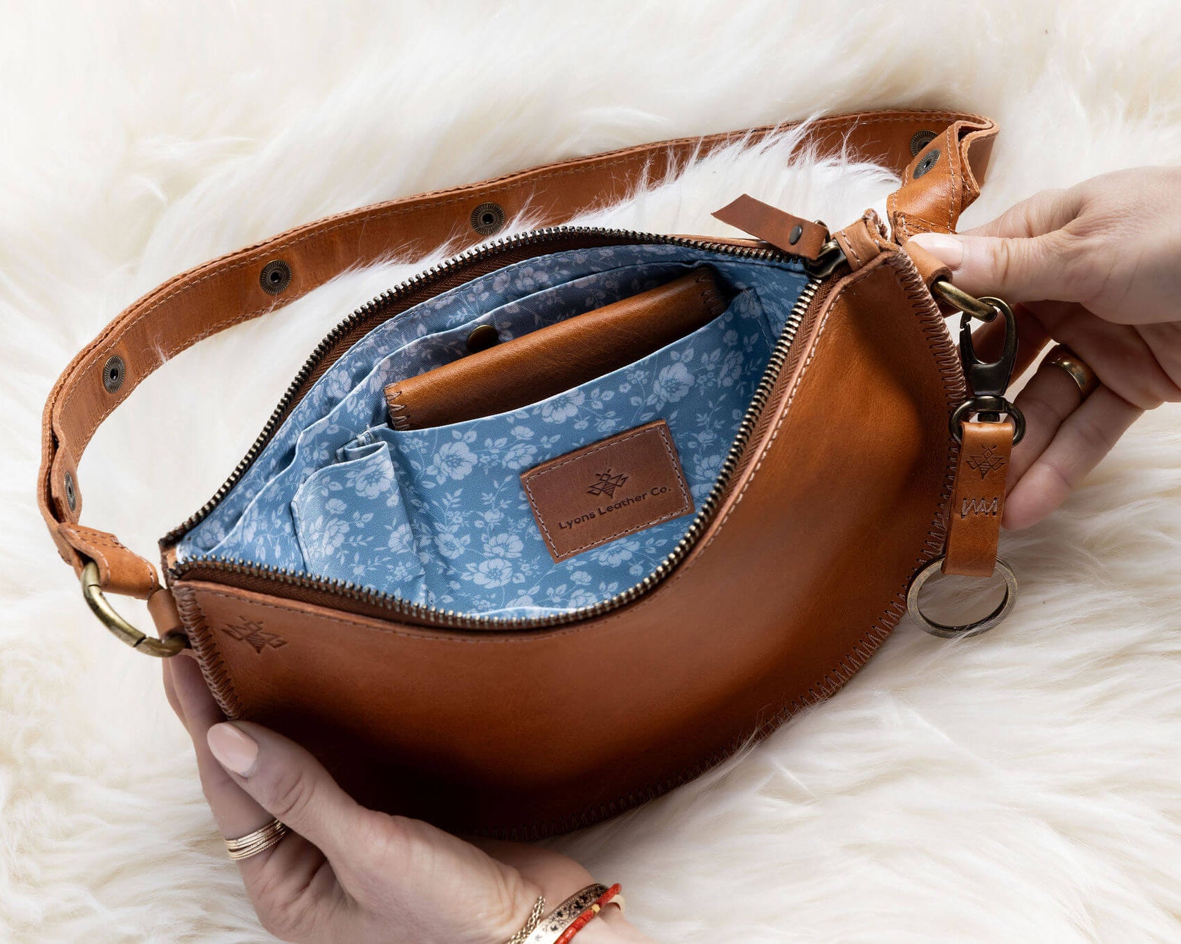 Small honey leather pouch