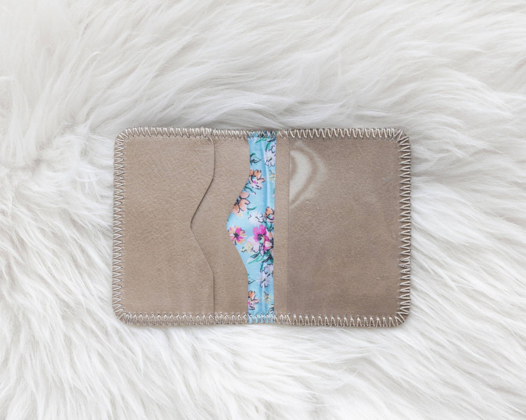 Small light tan leather wallet