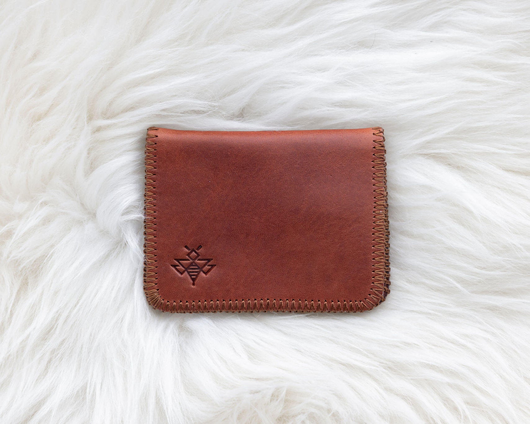 Small leather cognac wallet