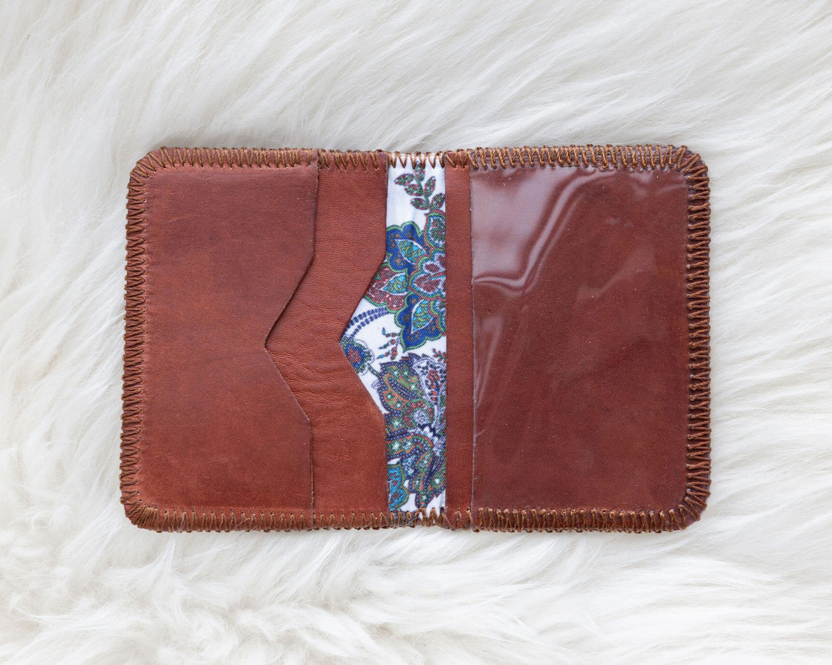 Small leather cognac wallet