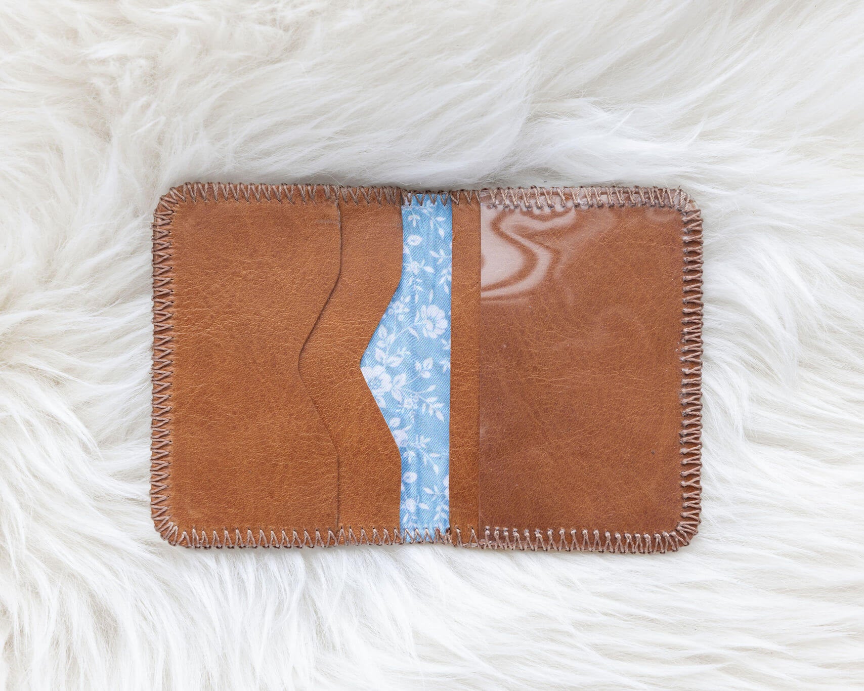 Small light brown leather honey wallet