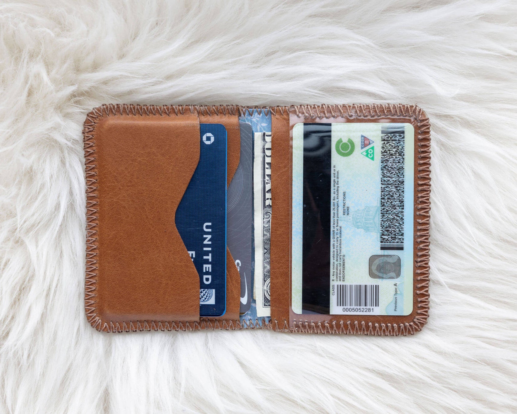 Small light brown leather honey wallet