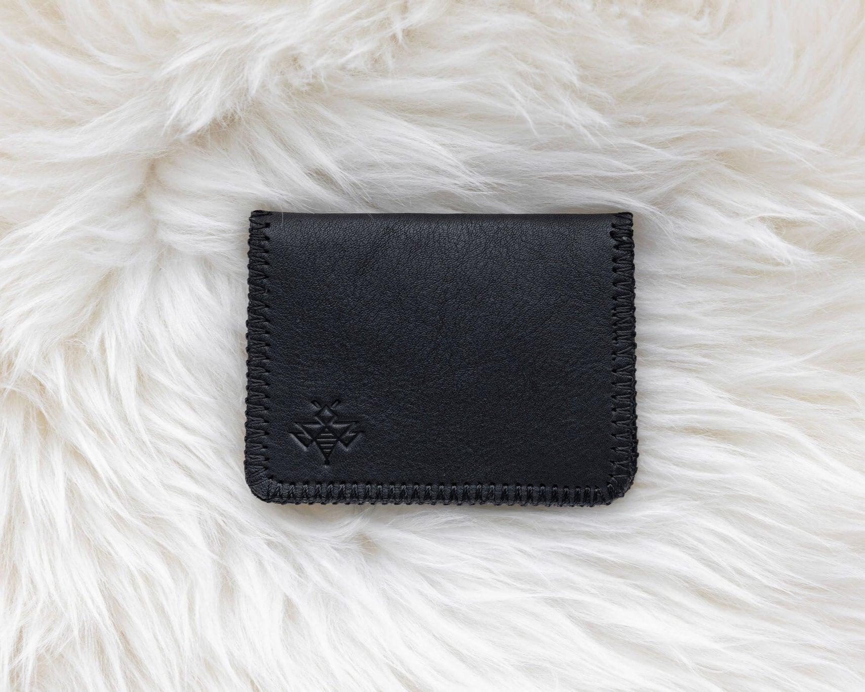 Small black leather wallet for women