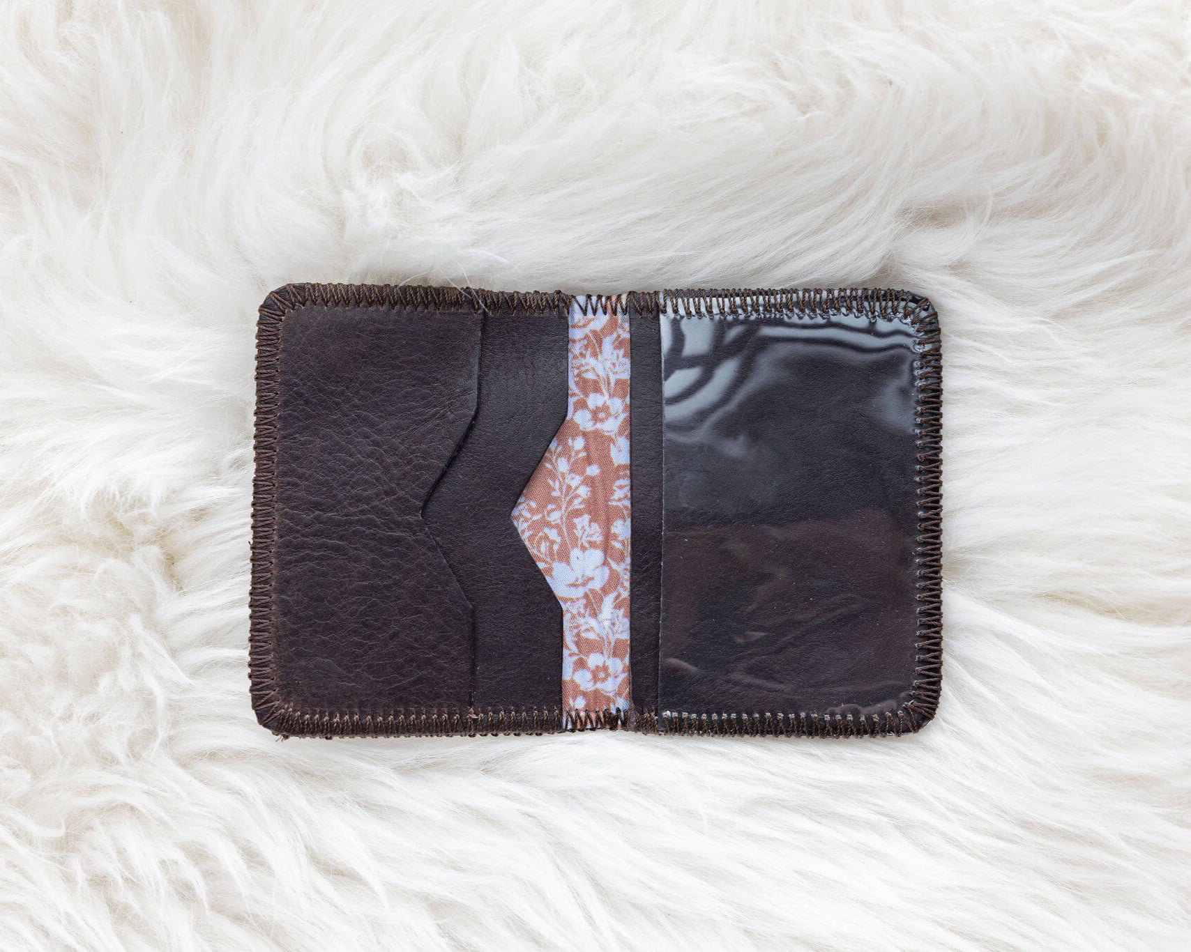 Small brown leather wallet for women