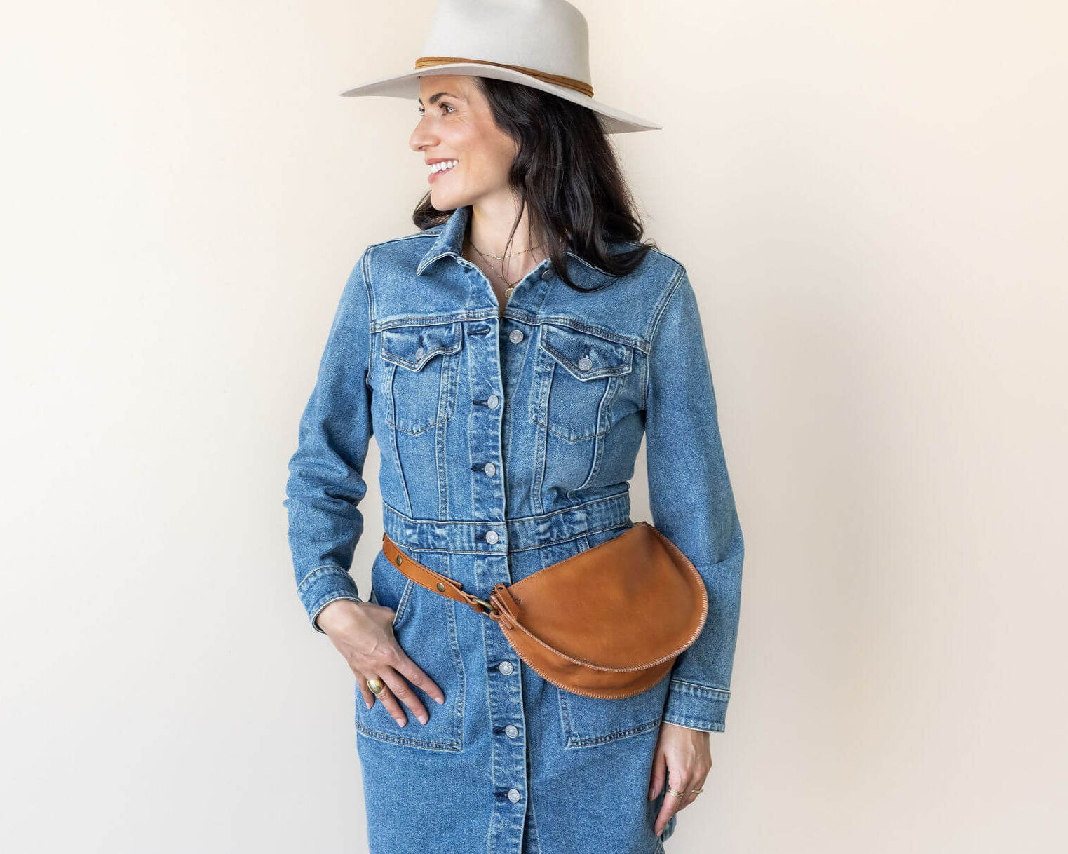 Medium honey leather belt bag
