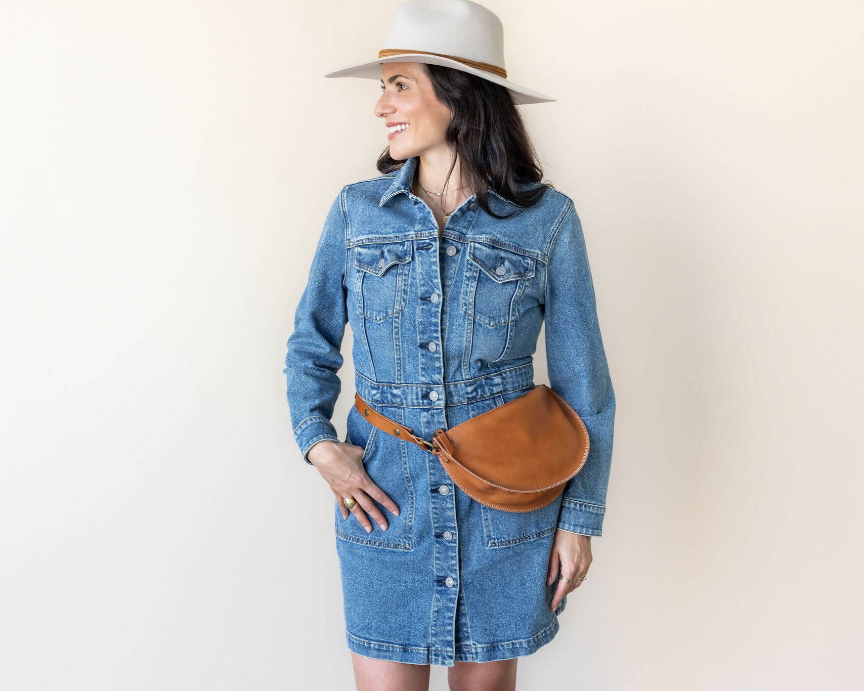 Medium honey leather belt bag