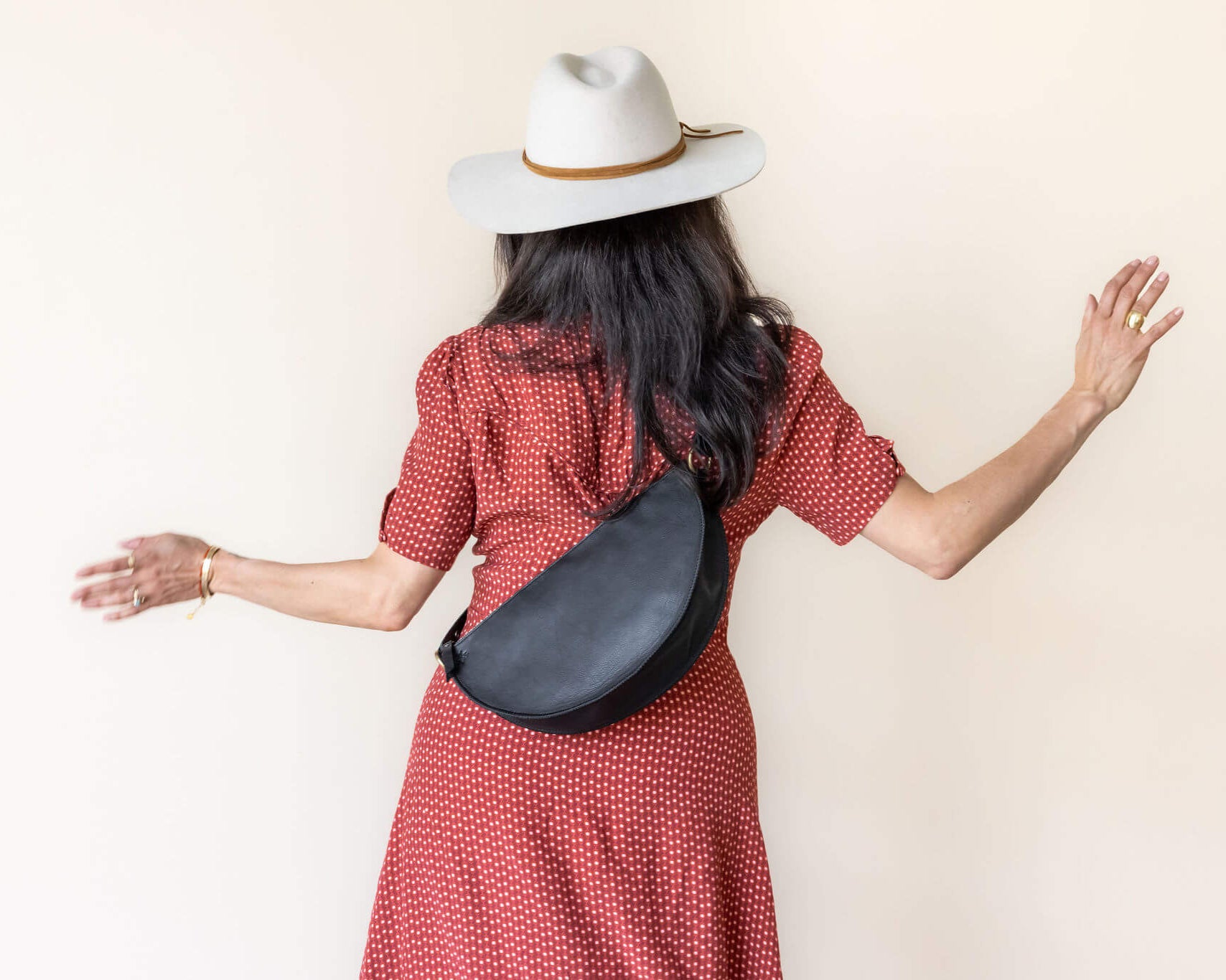 Large black leather bag, crossbody bag