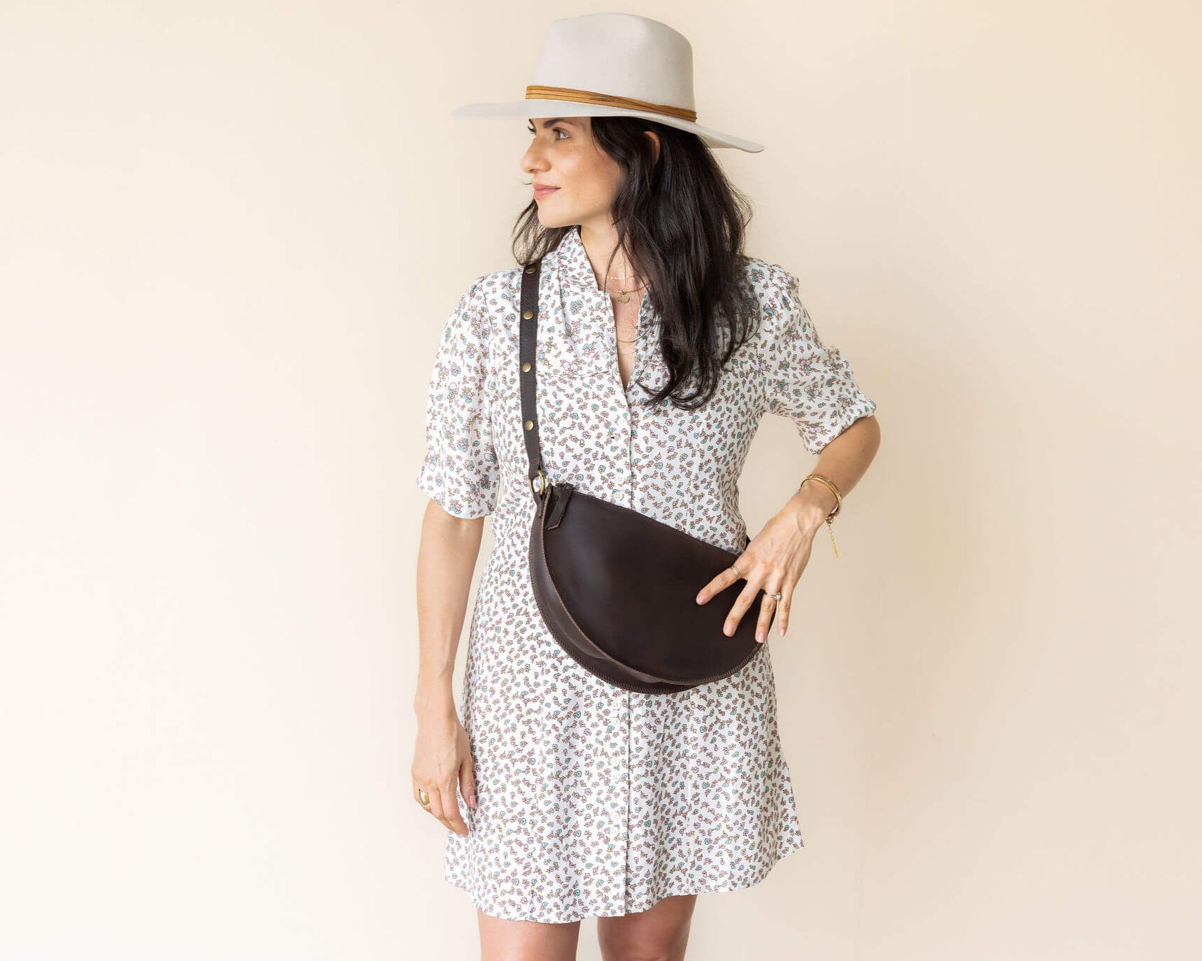 Large dark brown leather bag, crossbody bag