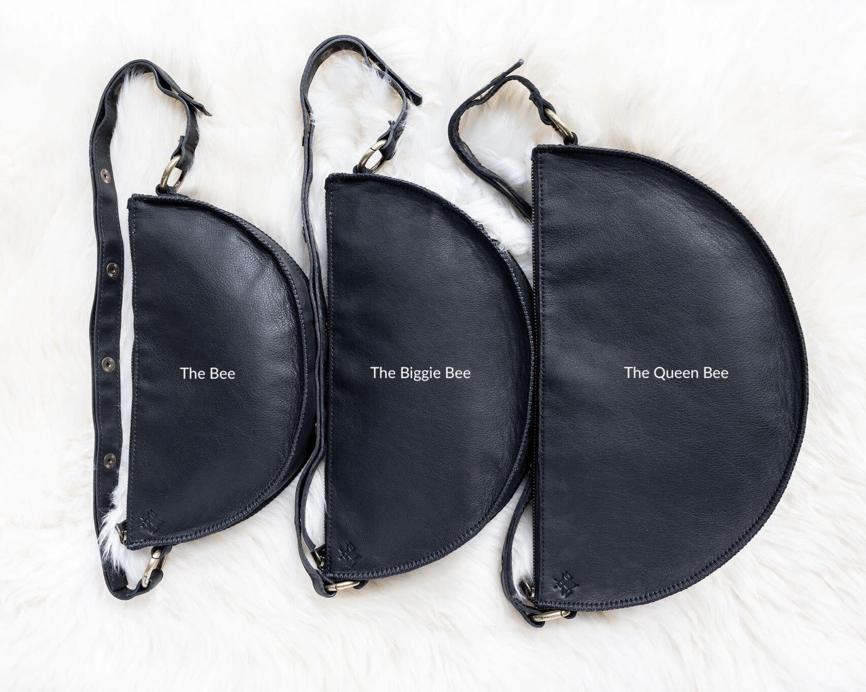 Large black leather bag, size comparison
