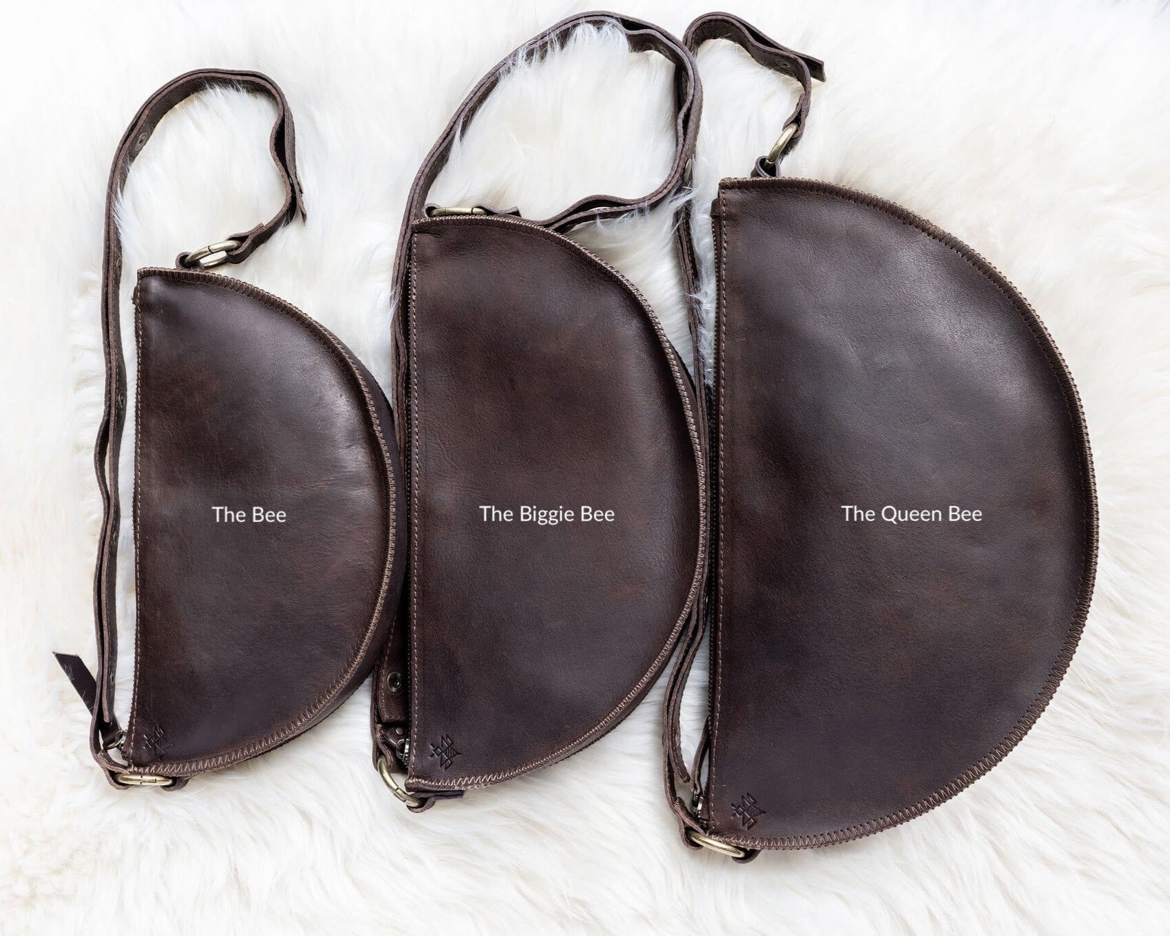Large dark brown leather bag, size comparison