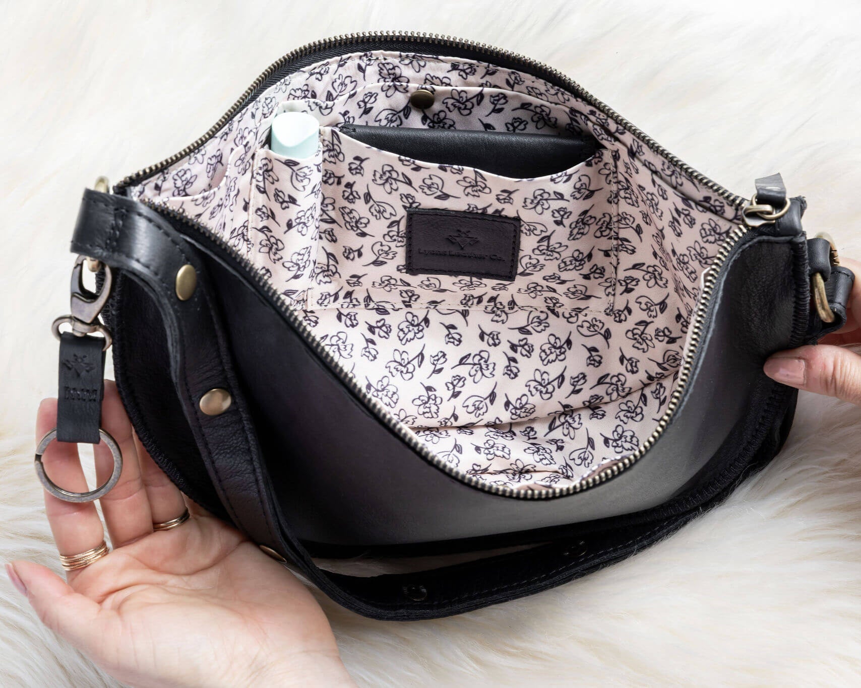 Small black leather pouch