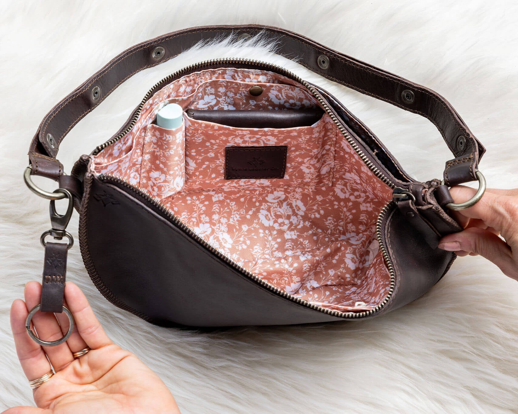 Large dark brown leather bag