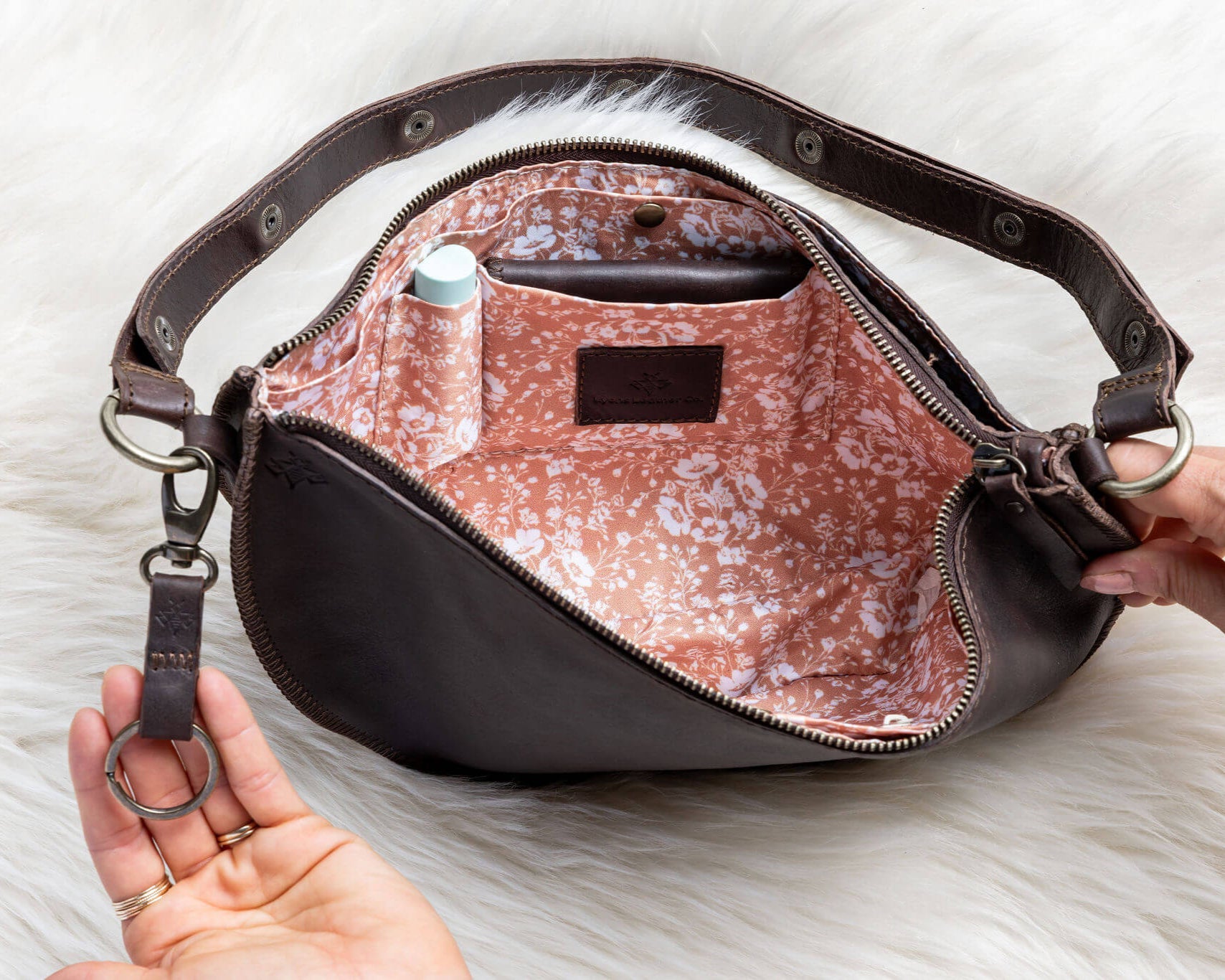 Medium dark brown leather bag