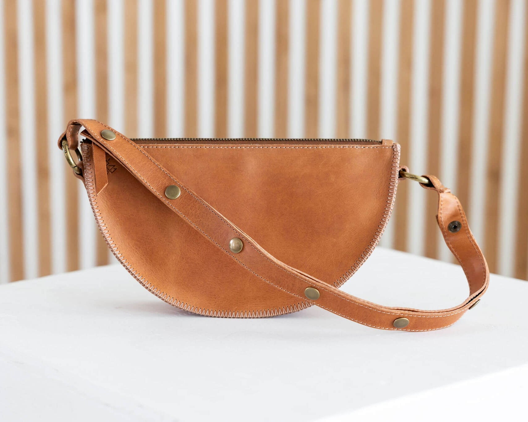 Small honey leather pouch
