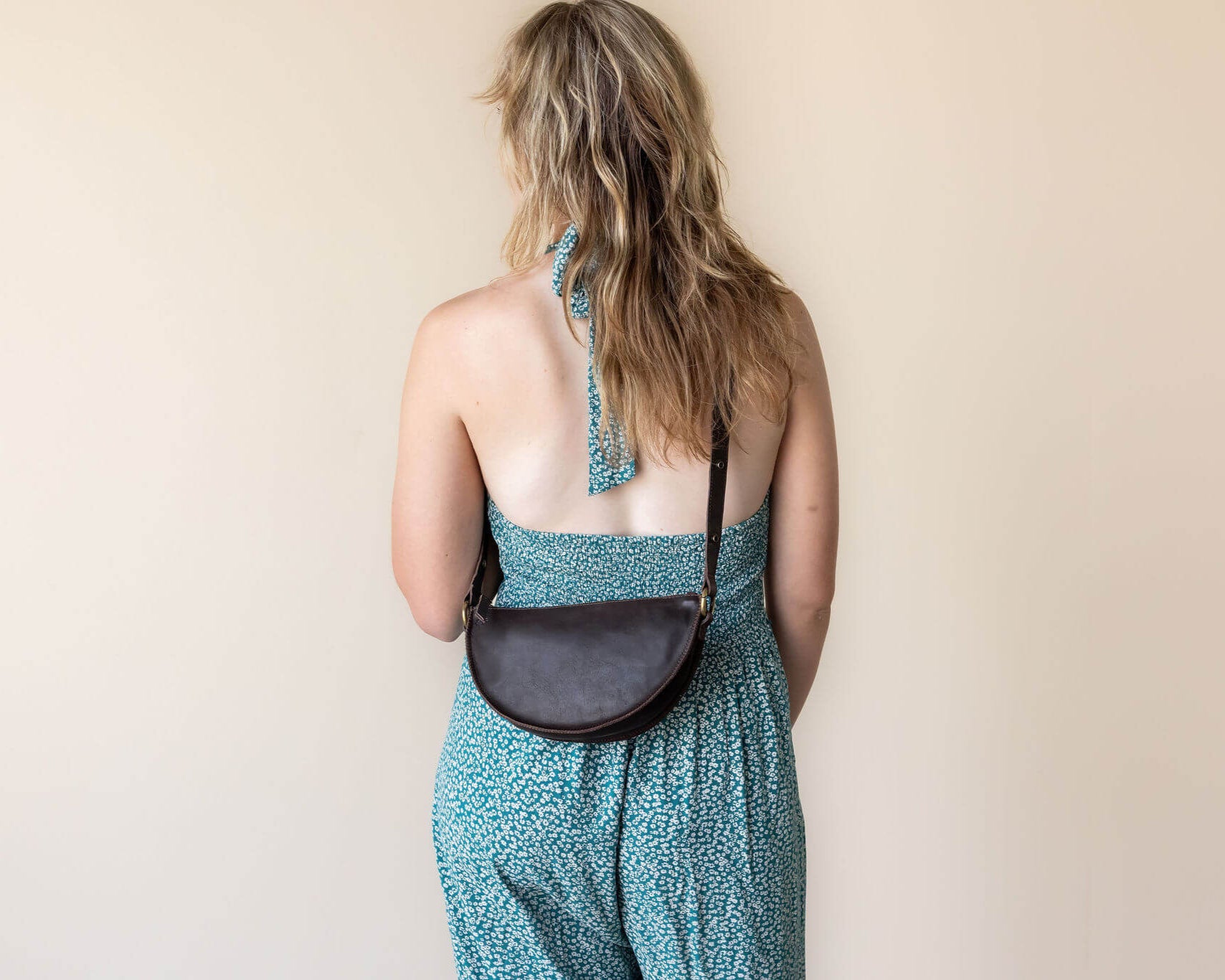 Small dark brown leather bag, leather pouch