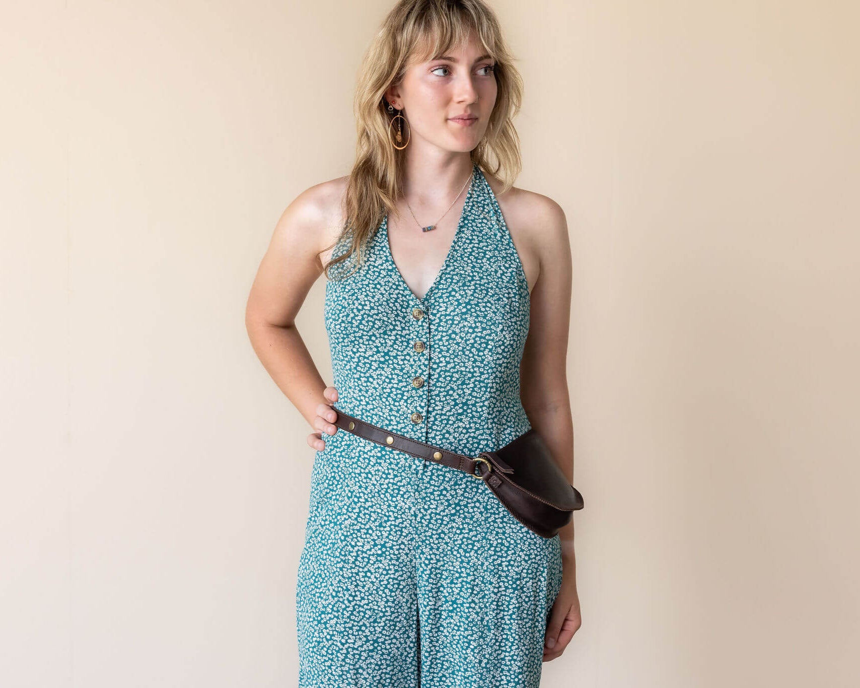 Small dark brown leather bag, belt bag