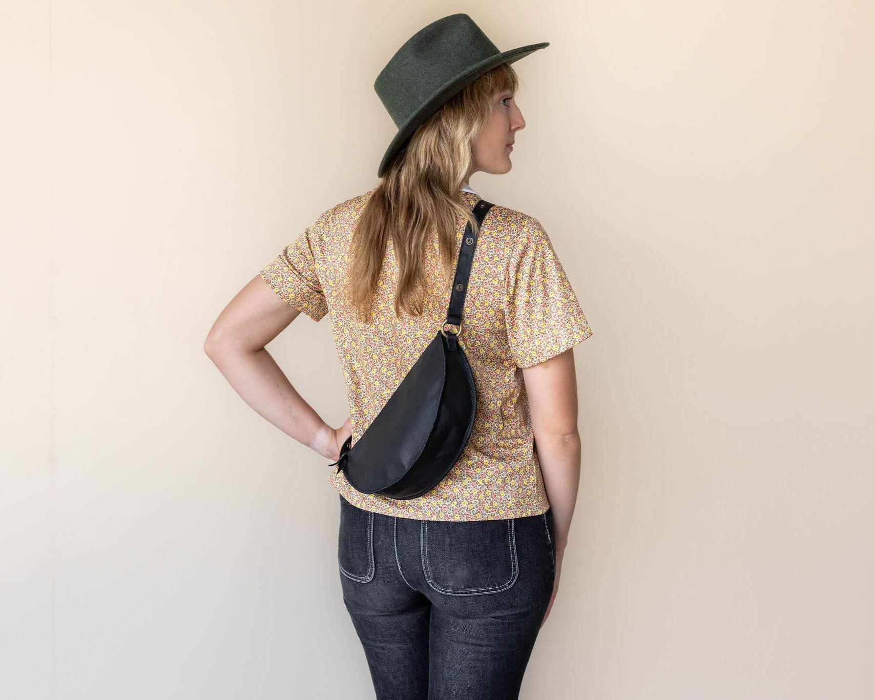 Medium black leather crossbody bag