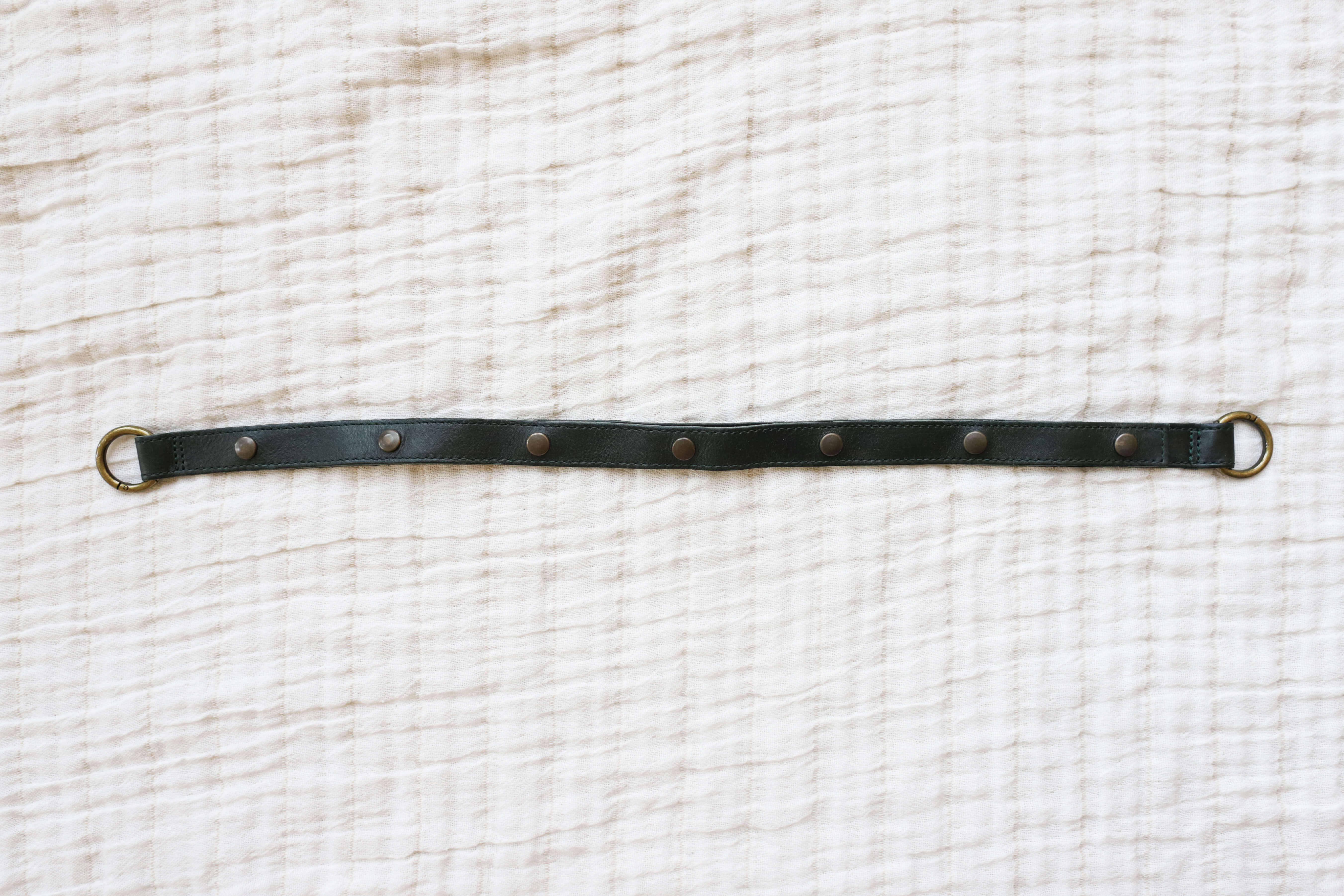 Leather straps for bags, Adjustable dark green leather straps