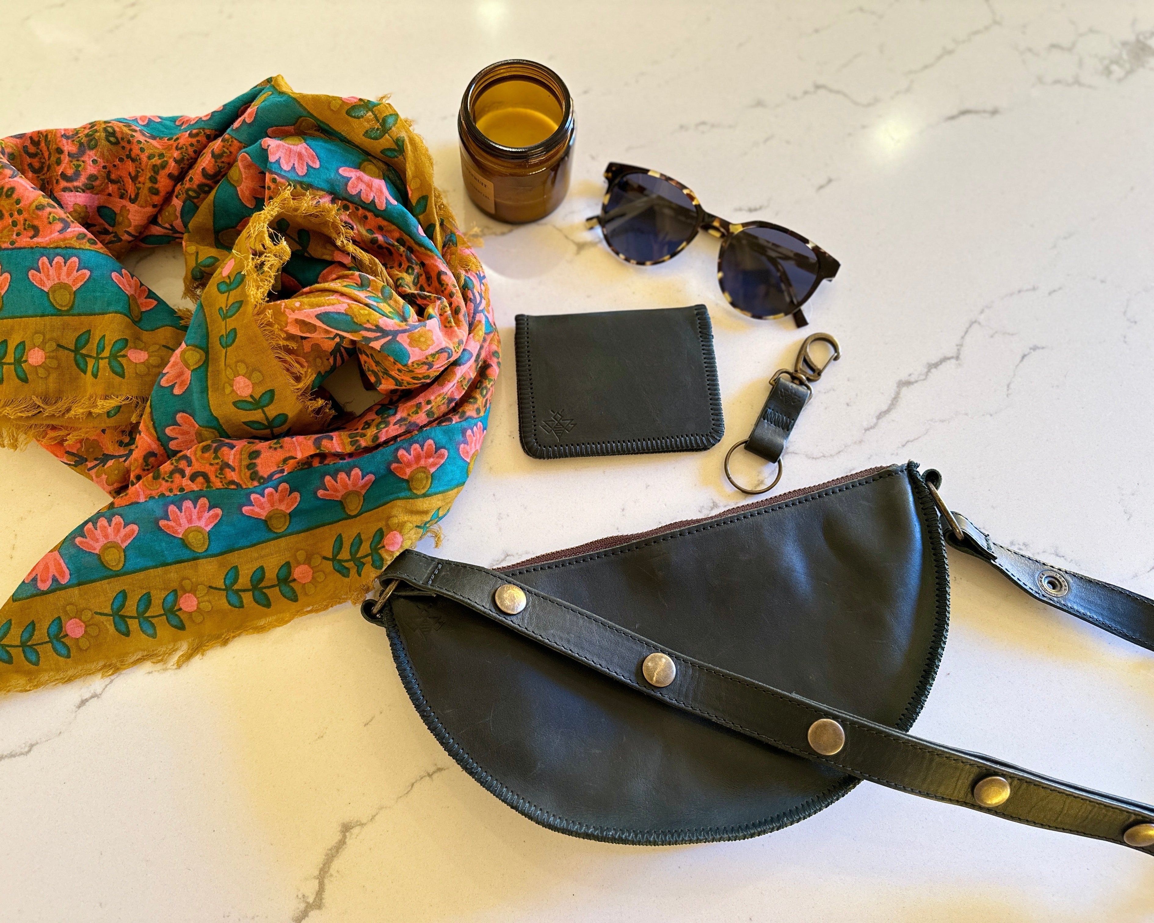 Small dark green leather wallet