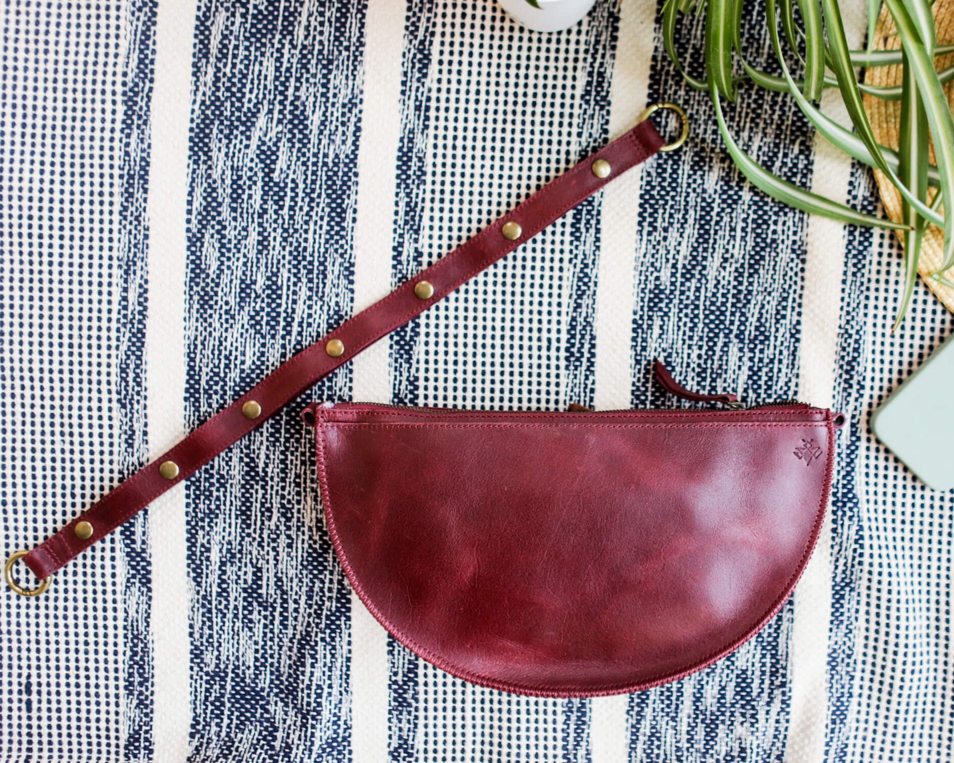 Large cherry red leather pouch, Crossbody bag