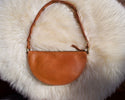 Small honey leather pouch, crossbody bag