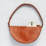 Back of the Woven Terracotta & Seashell Biggie Bee showing the phone pocket