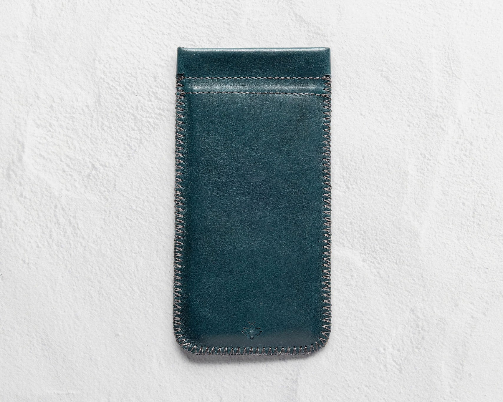 Teal leather sunglass case