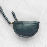 Mini teal leather pouch
