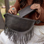 Charcoal leather wallet for traveling