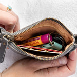 Mini charcoal leather pouch