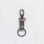 Small leather keychain, Charcoal leather keychain