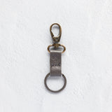 Small leather keychain, Charcoal leather keychain