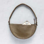 Back of the Woven Sage & Espresso Biggie Bee showing the phone pocket