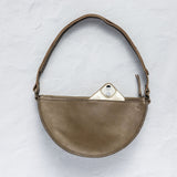 Back of the Woven Sage & Espresso Biggie Bee showing the phone pocket