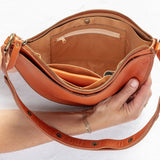 Interior and strap of the Woven Terracotta & Seashell Biggie Bee