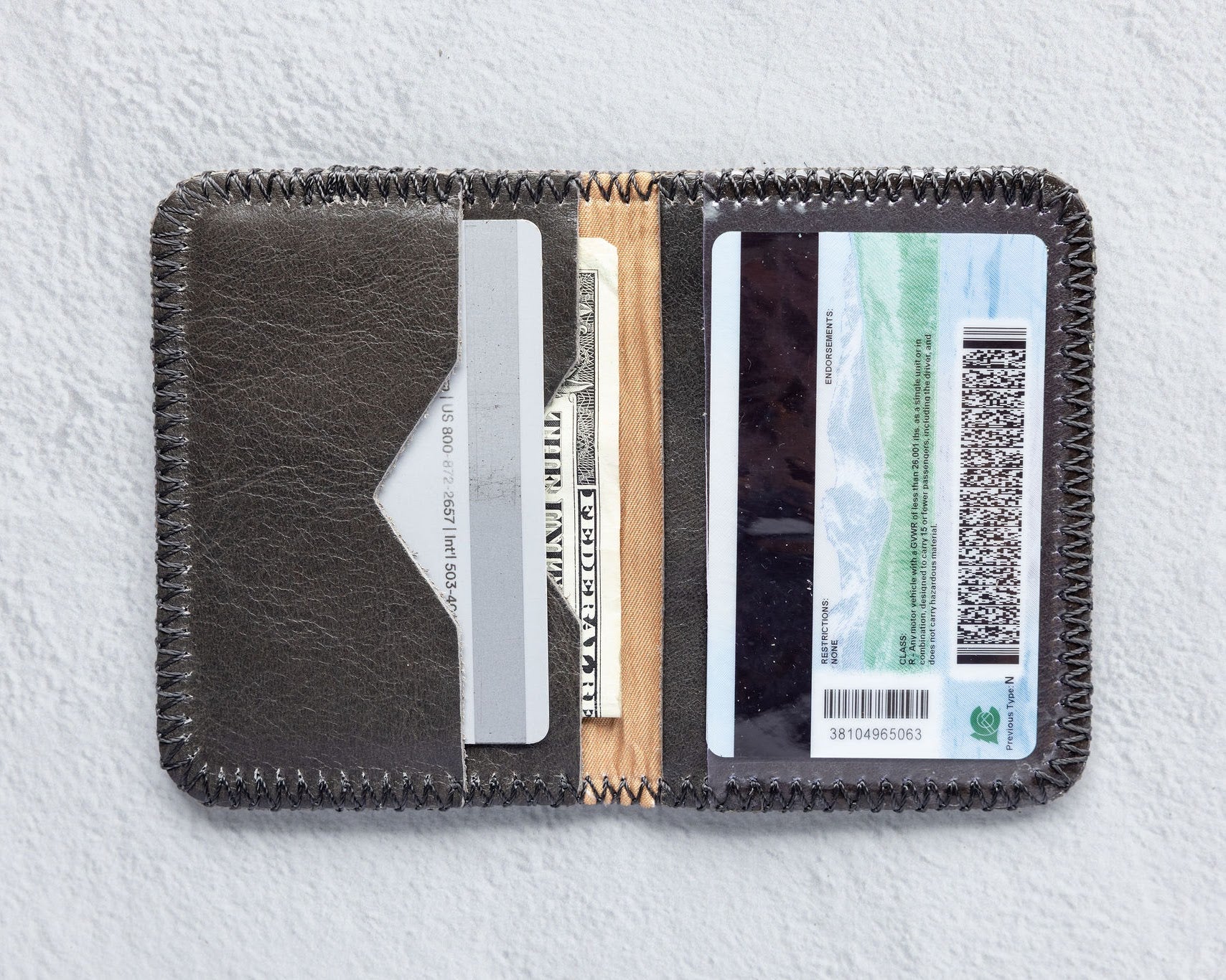 Small charcoal leather wallet