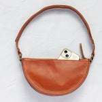 Back of the Woven Terracotta & Seashell Bee showing the phone pocket