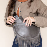 Charcoal leather sunglass case