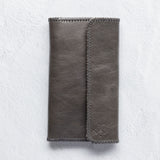 Charcoal leather wallet for traveling