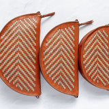 Size comparison of the Bee, Biggie Bee, and Queen Bee in Woven Terracotta & Seashell