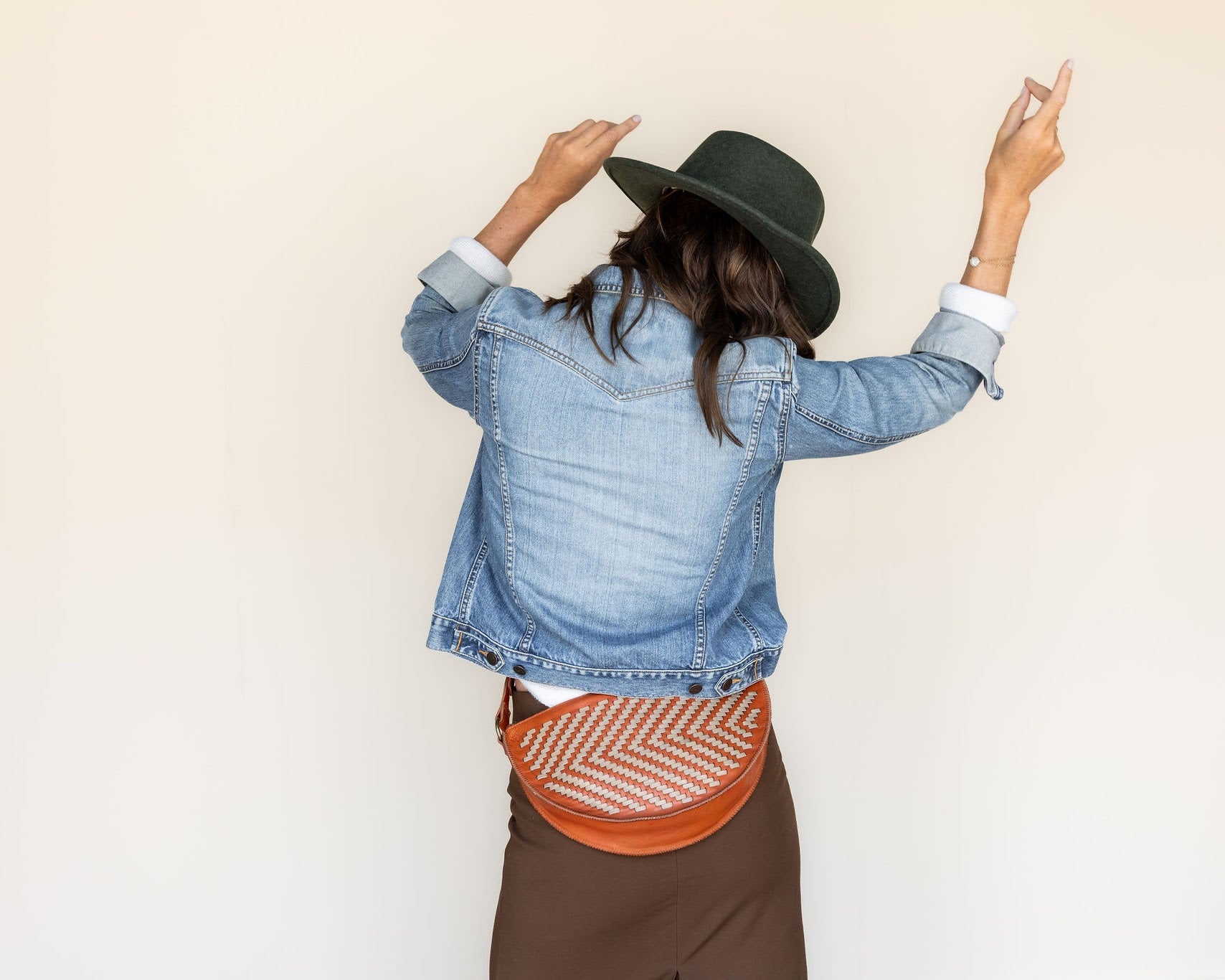 The Woven Terracotta & Seashell Queen Bee worn at the waist
