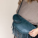Mini teal leather pouch